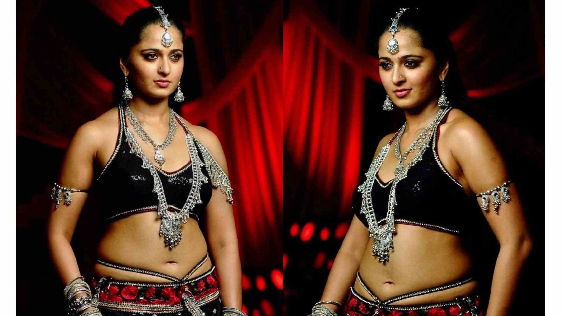 Anushka Shetty Chubby Navel Exposed In Black Bikini Tops Glamsundari In