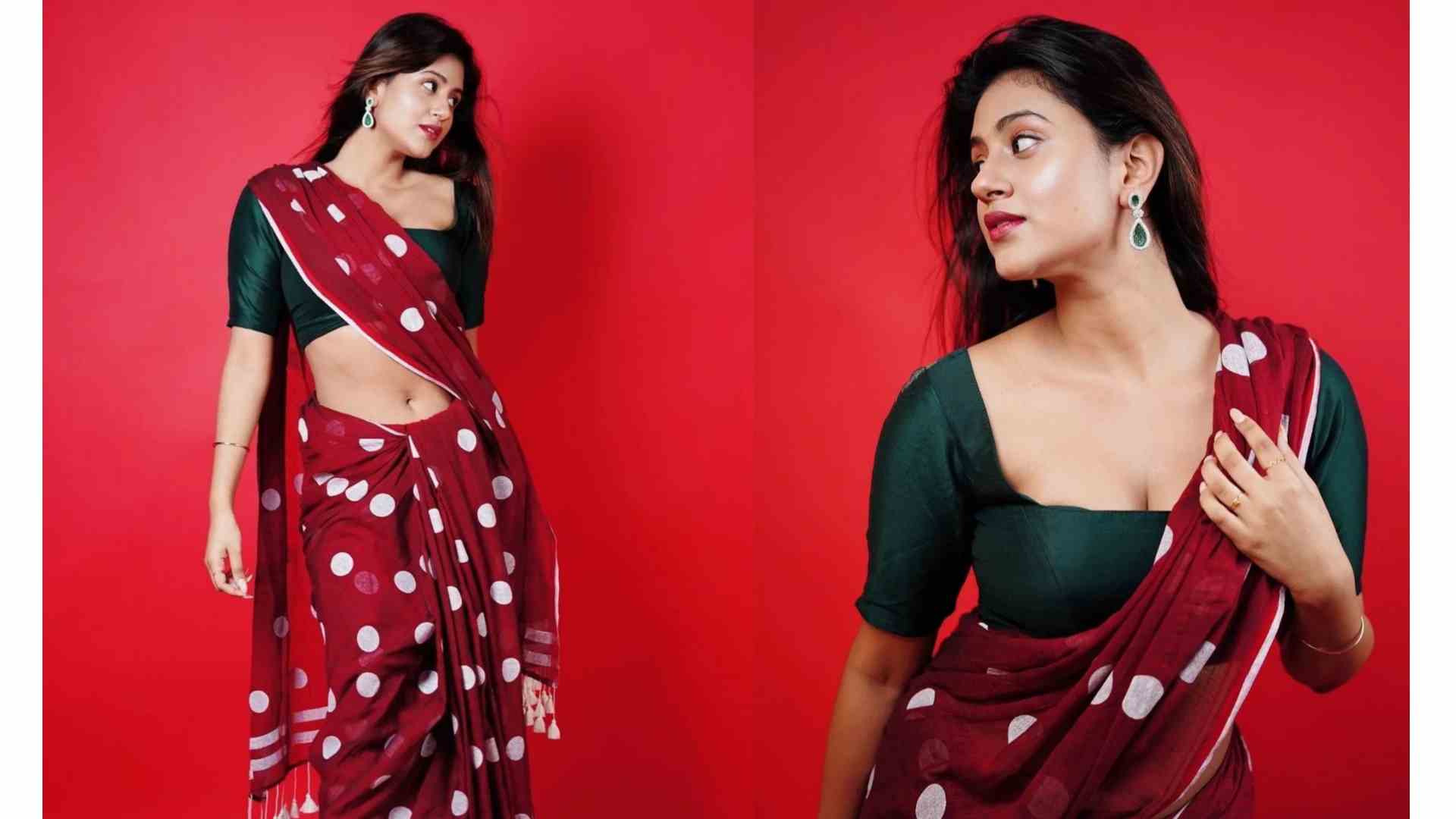 Anjali arora spicy cleavage & navel exposed in saree glamsundari.in