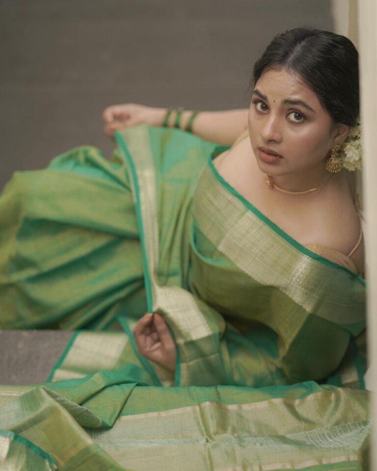 Srushti dange hot photoshoot in silk saree. - glamsundari.in